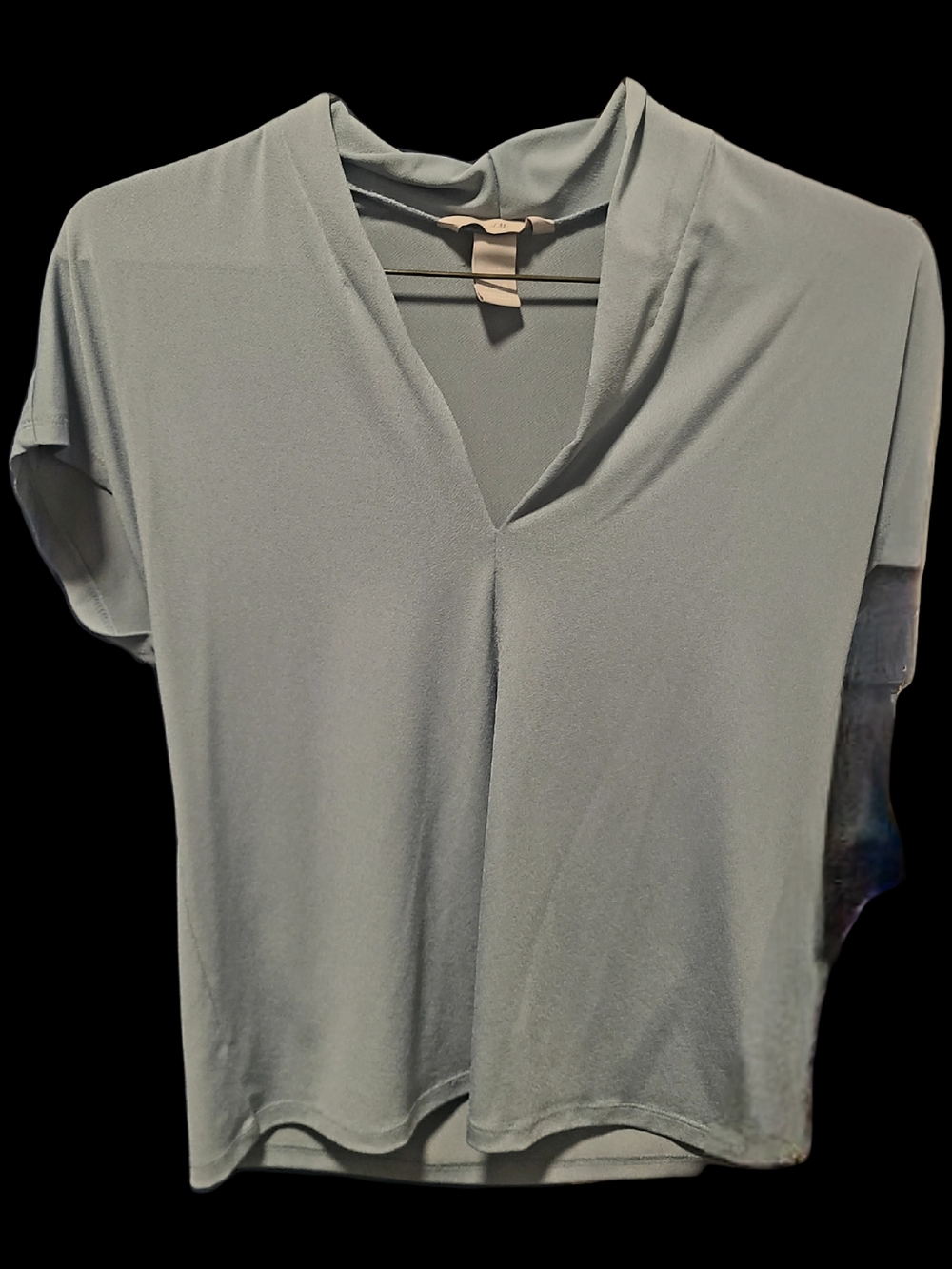 H&M Light Blue/Grey V-Neck Short Sleeve Top